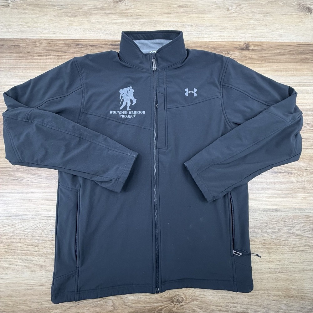 Under Armour Track Jacket Mens Large Black Wounded Warrior Full Zip Athletic